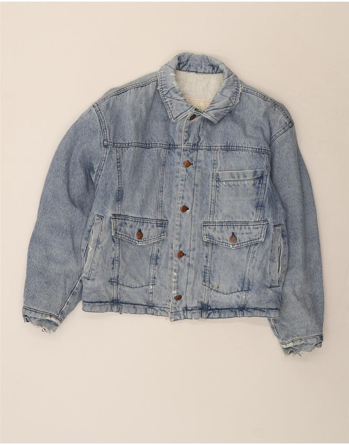 Jaqueta jeans masculina Sisley Sherpa Reino Unido 40 grande algodão azul