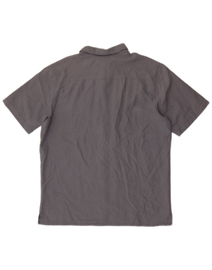 Columbia Camisa masculina de manga curta grande xadrez cinza