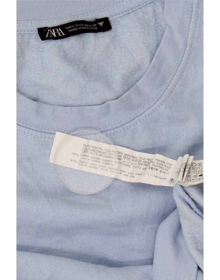 Suéter Zara feminino cropped UK 16 grande azul poliéster