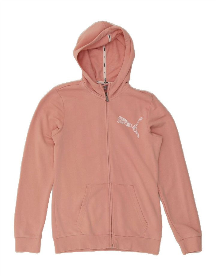 PUMA Girls Zip Hoodie Sweater 15-16 Years Pink Cotton Vintage Puma and Second-Hand Puma from Messina Hembry 