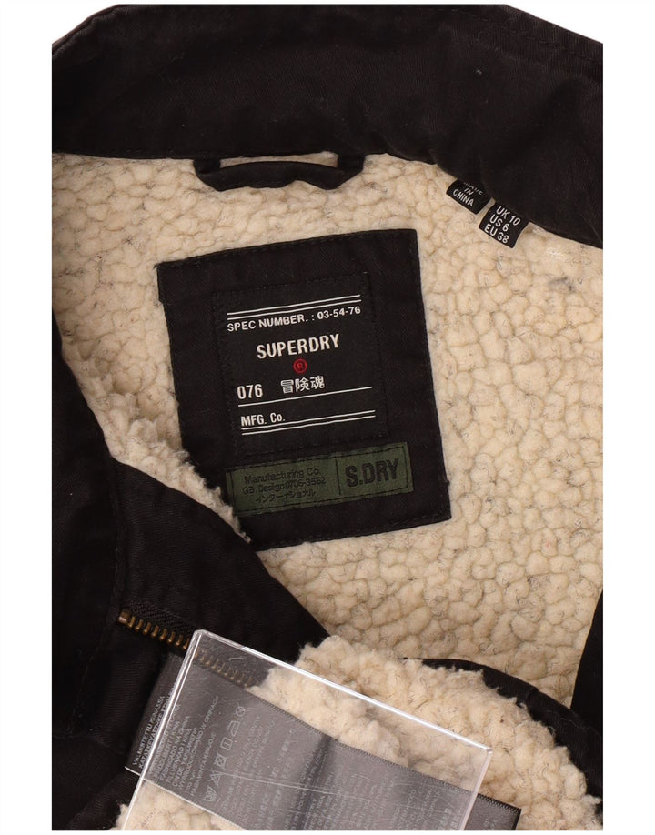 Jaqueta militar feminina SUPERDRY UK 10 algodão preto pequeno