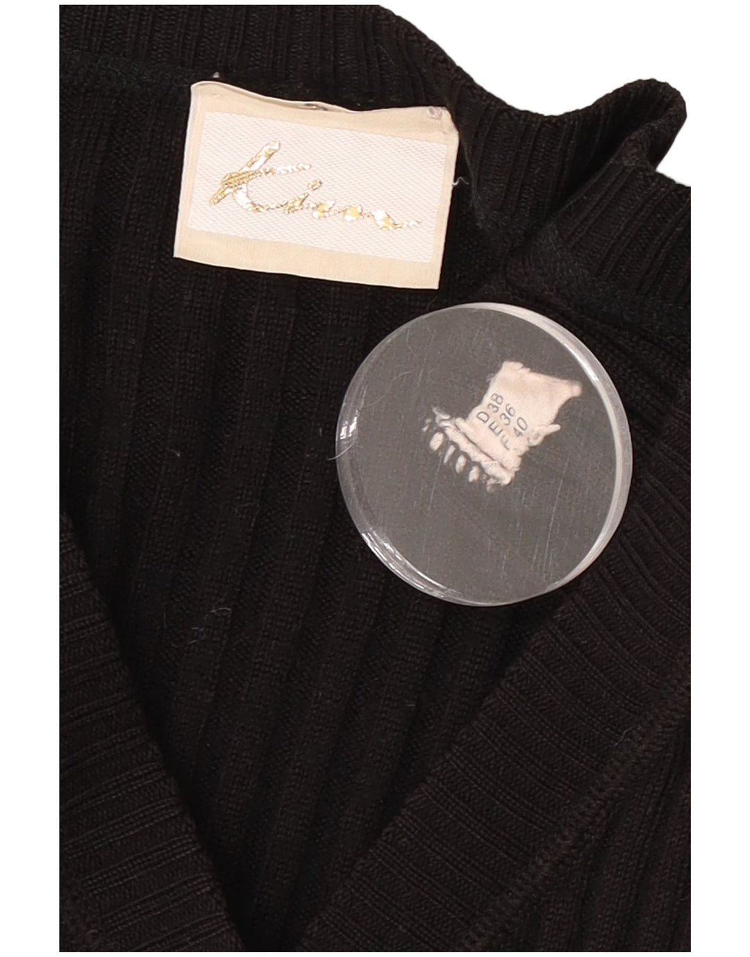 Suéter vintage feminino cropped UE 36 pequeno poliacrílico preto
