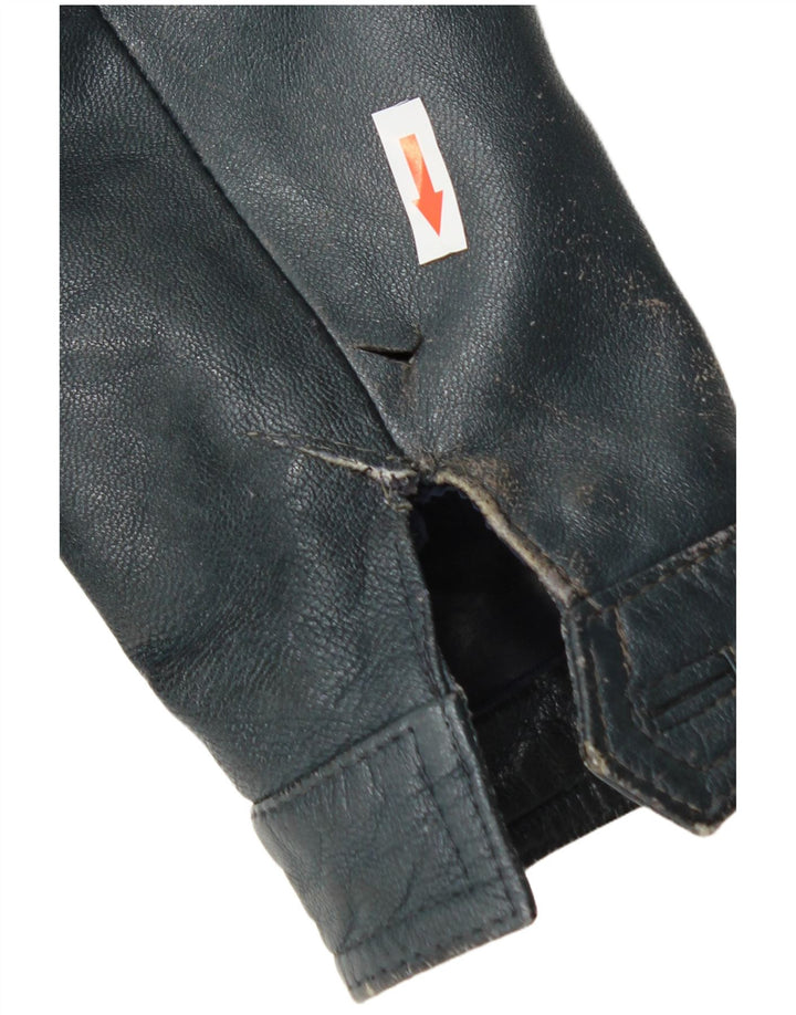 Jaqueta de couro masculina C&A UK 36 couro azul pequeno
