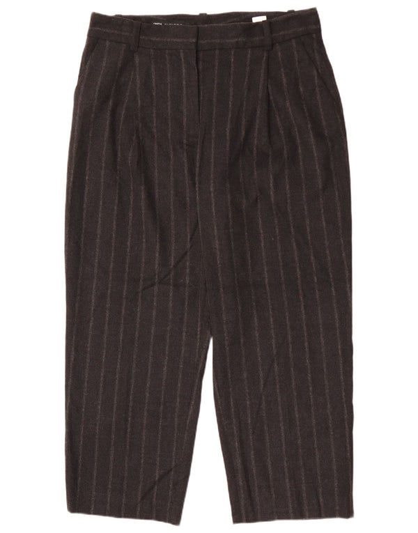 Calça feminina Zara cropped terno grande W30 L26 risca de giz cinza