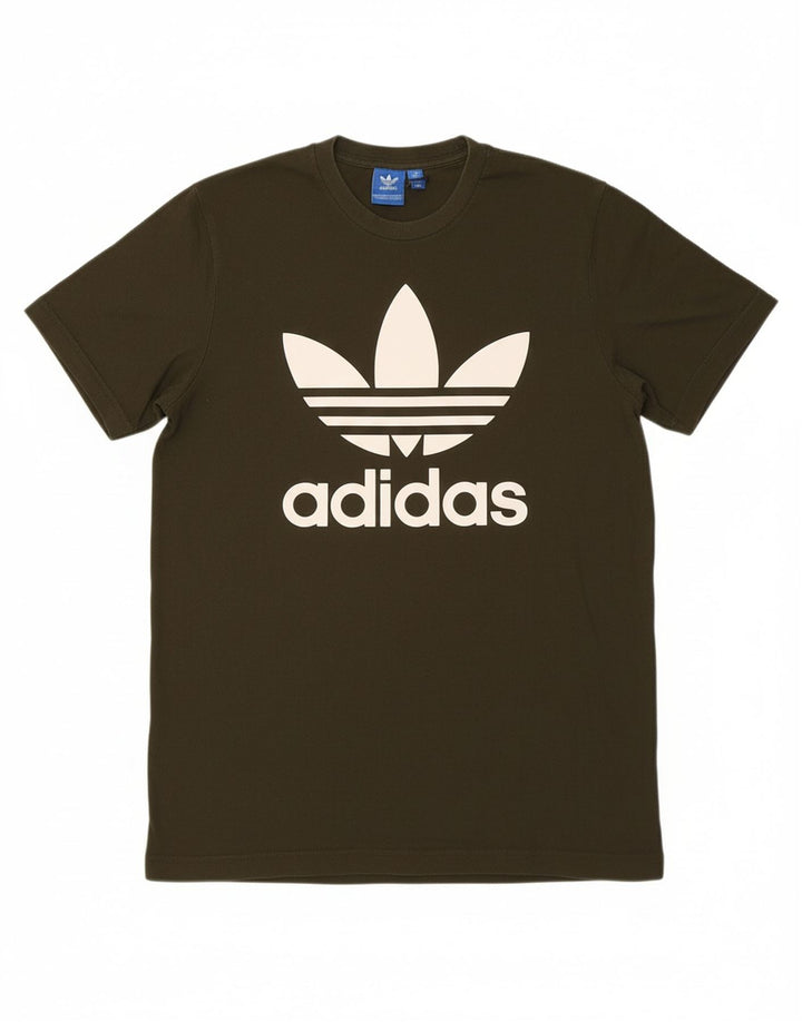 ADIDAS Mens Graphic T-Shirt Top Médio Algodão Cáqui
