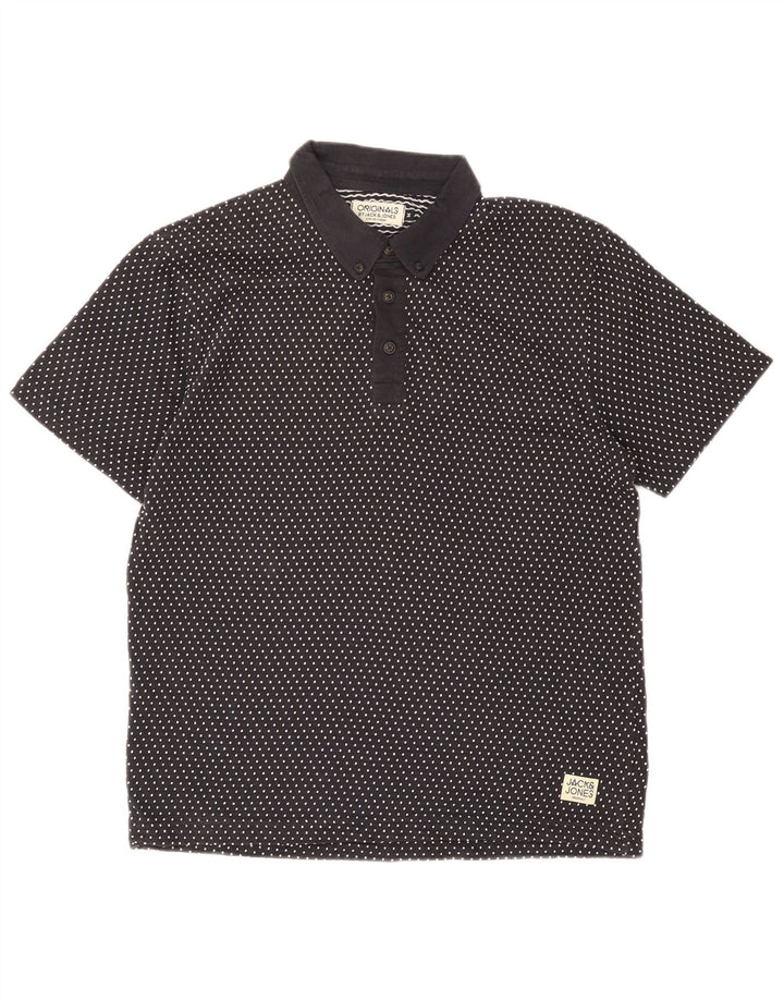 Camisa polo masculina Jack & Jones médio algodão manchado azul marinho