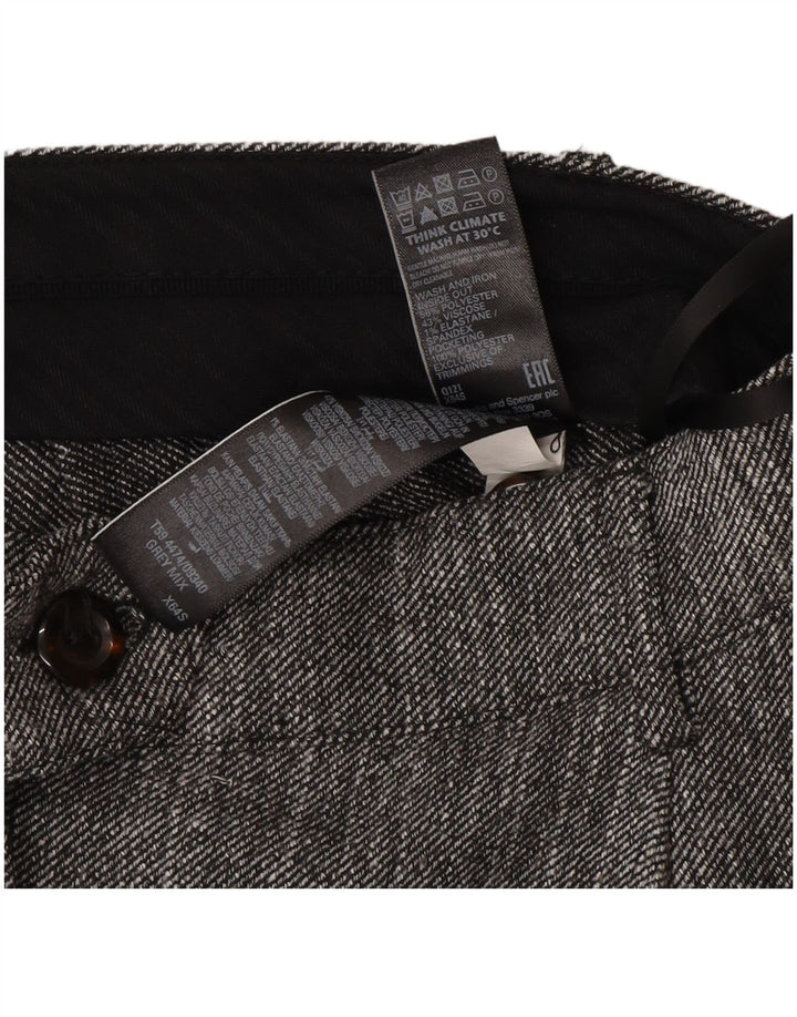 Calça feminina Marks & Spencer Straight Suit UK 12 Médio W30 L27 Cinza