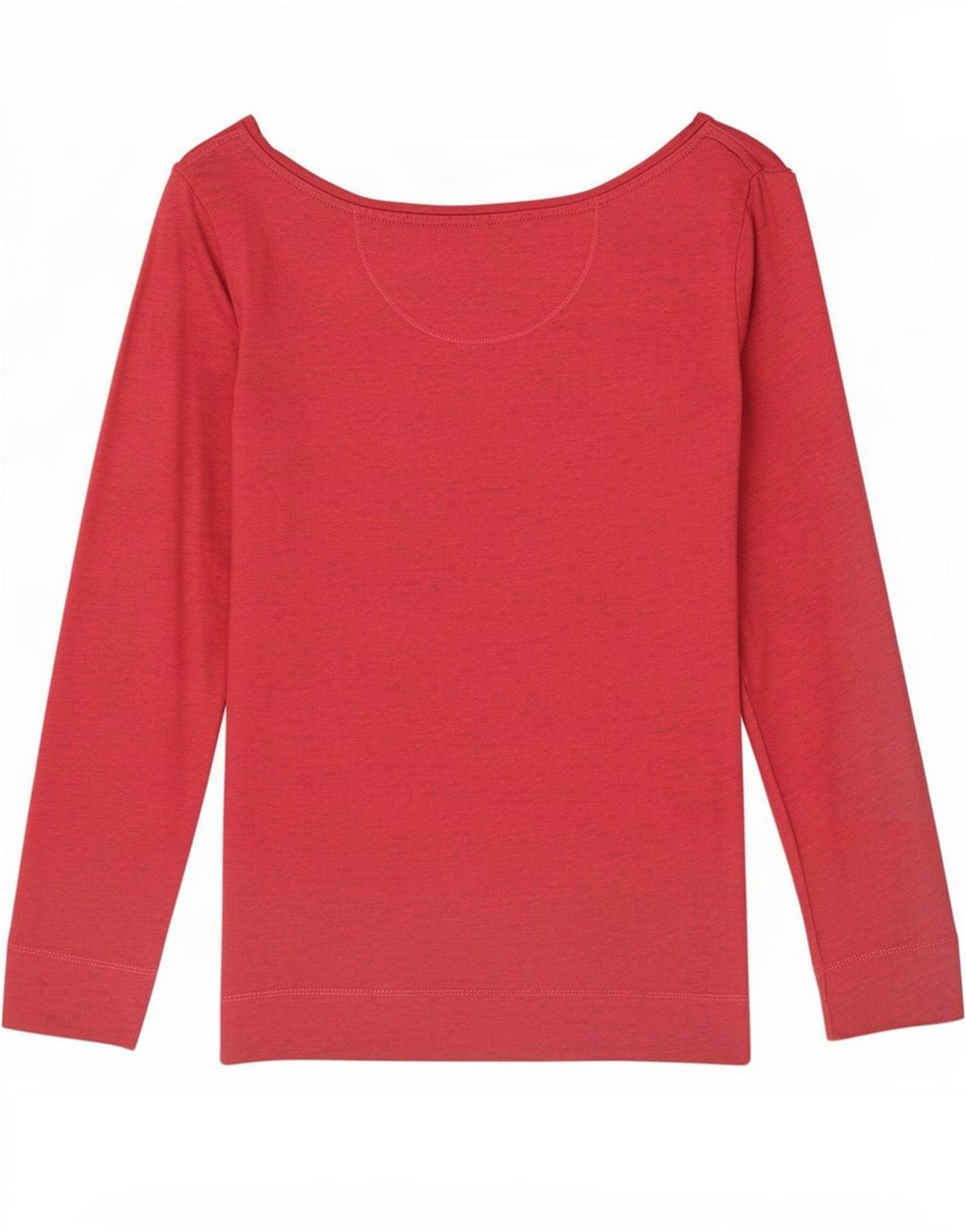 Top feminino de manga comprida Fat Face UK 12 algodão manchado vermelho médio