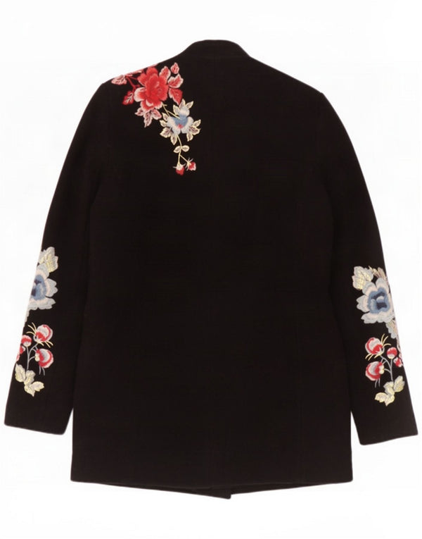 Zara Womens Overcoat UK 6 XS Black Floral