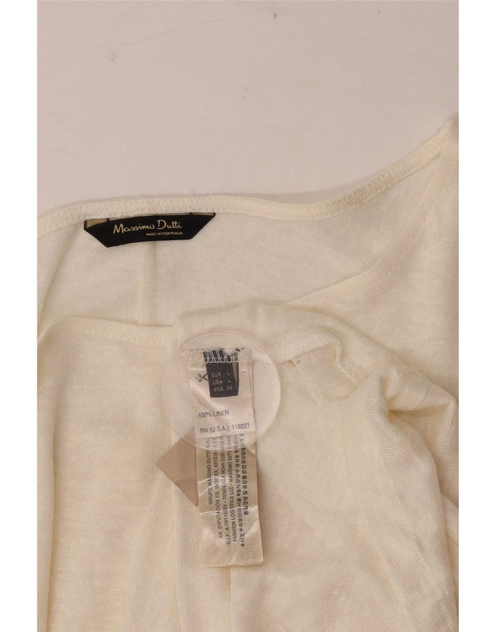 Blusa feminina Massimo Dutti manga comprida UK 16 grande linho branco