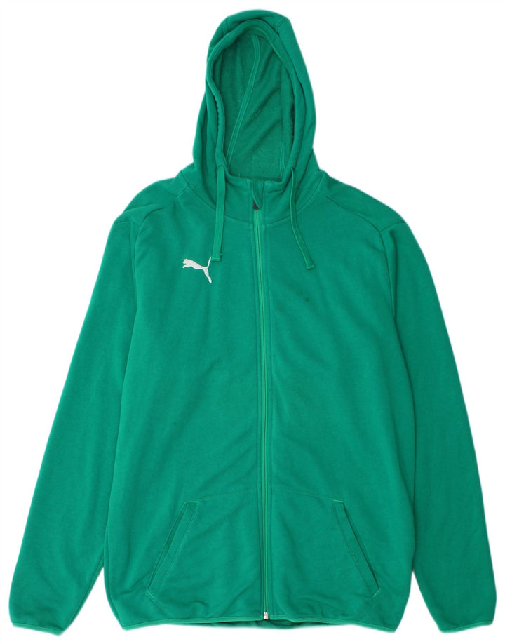 Suéter PUMA masculino com capuz e zíper grande algodão verde