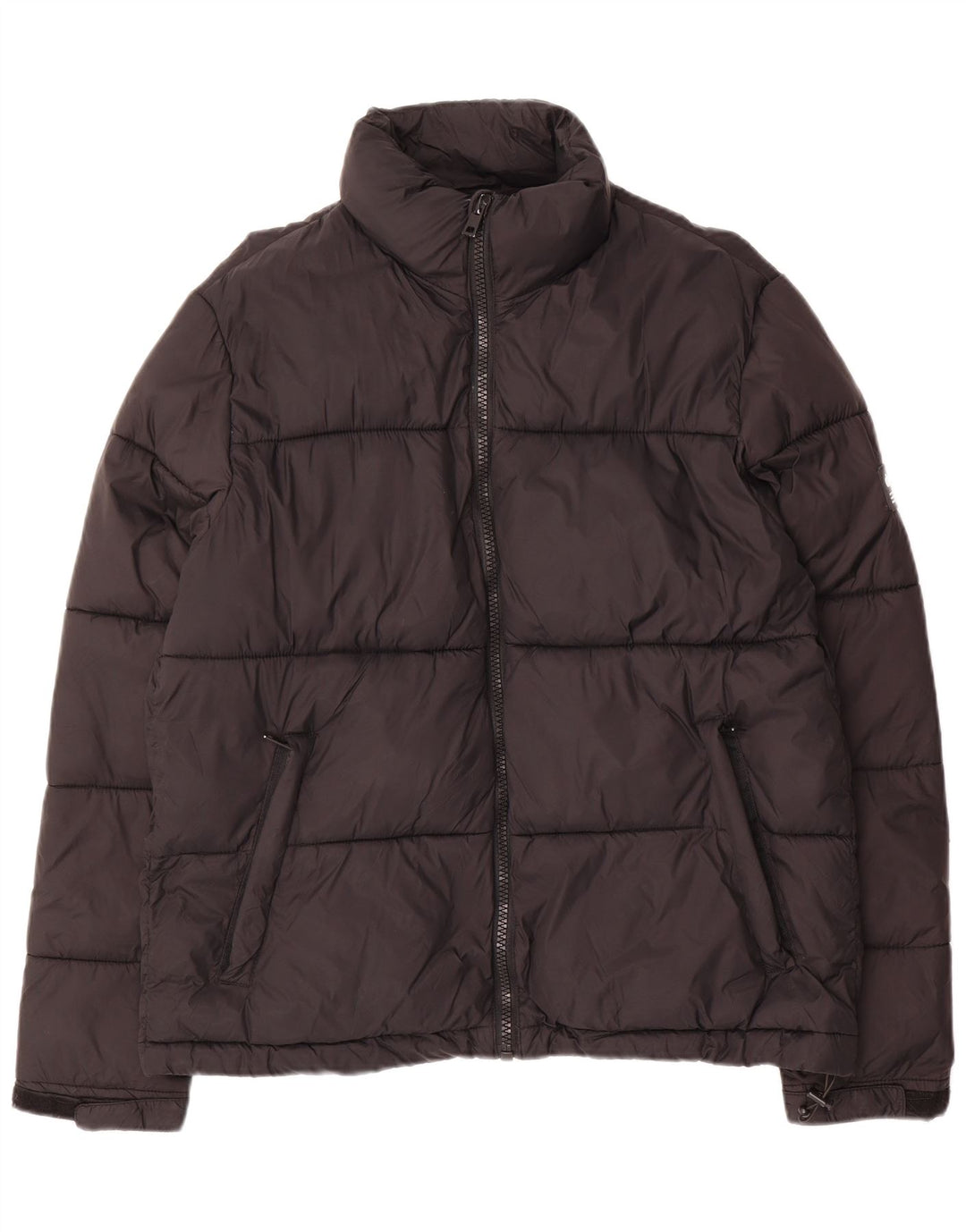 Jaqueta acolchoada masculina Zara UK 40 grande poliéster preto