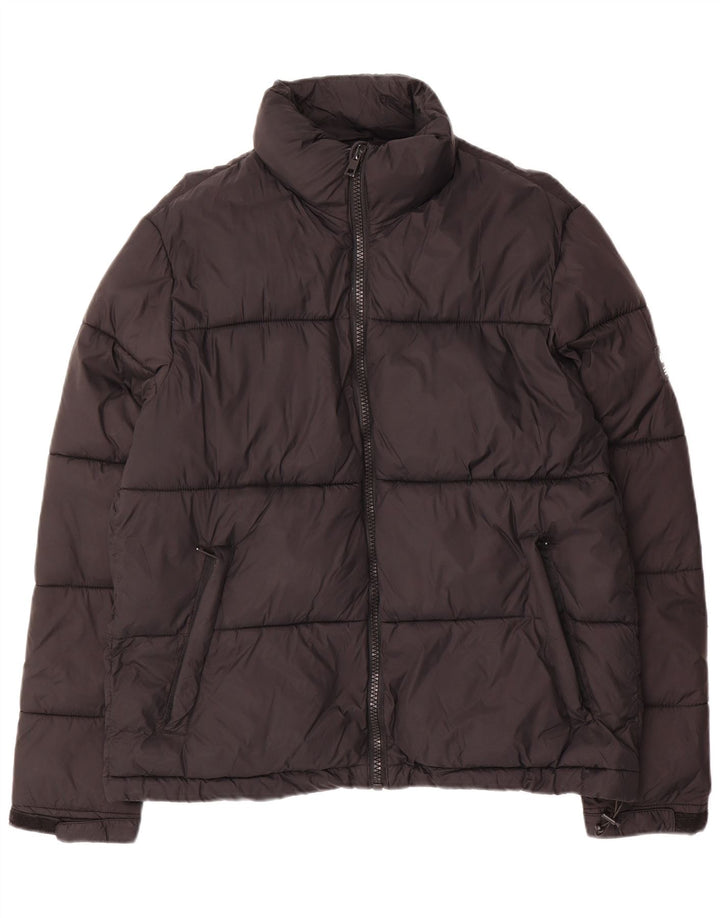 Jaqueta acolchoada masculina Zara UK 40 grande poliéster preto