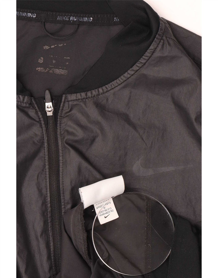 Nike Womens Graphic Tracksuit Top Jacket UK 14 Médio Preto Poliéster