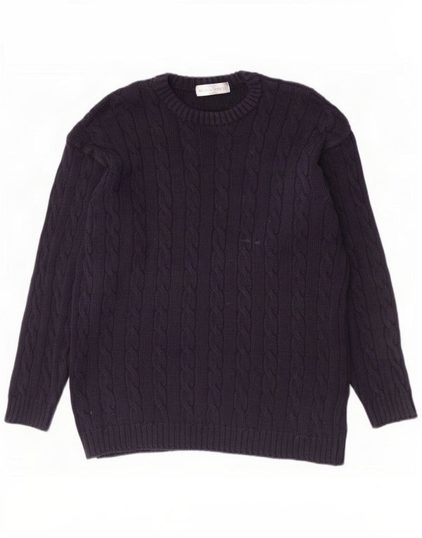 Suéter masculino Marks & Spencer St. Michael com gola redonda grande azul marinho
