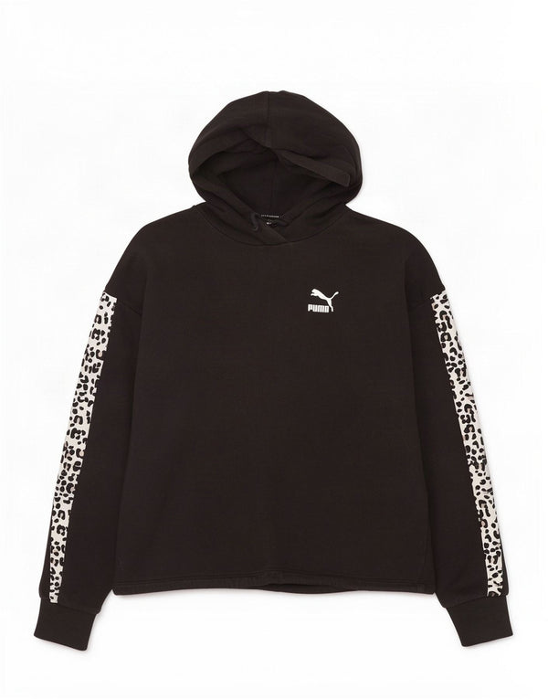 Puma feminino oversized moletom com capuz UK 10 pequeno preto estampa animal