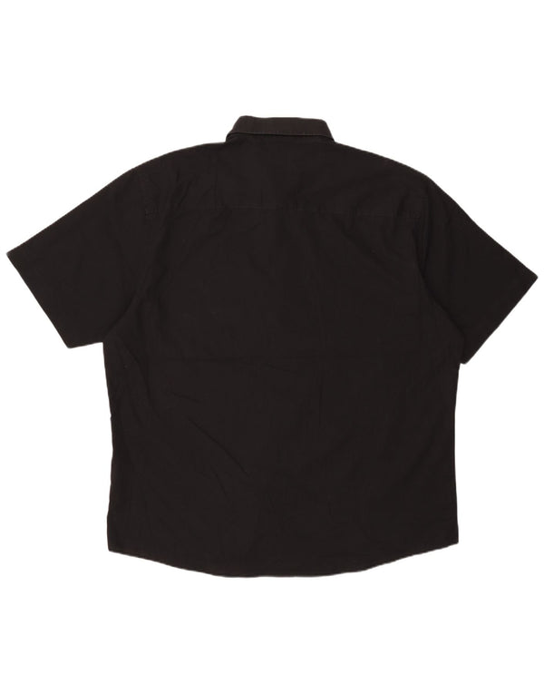 Pierre Cardin Camisa masculina de manga curta regular fit 3XL poliéster preto