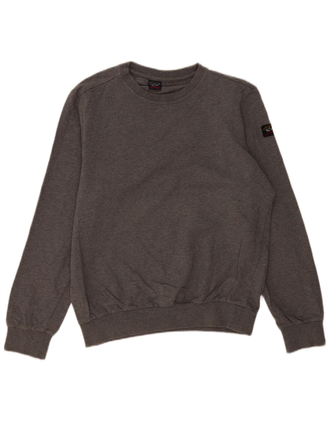 Suéter masculino Paul & Shark com moletom grande de algodão manchado cinza