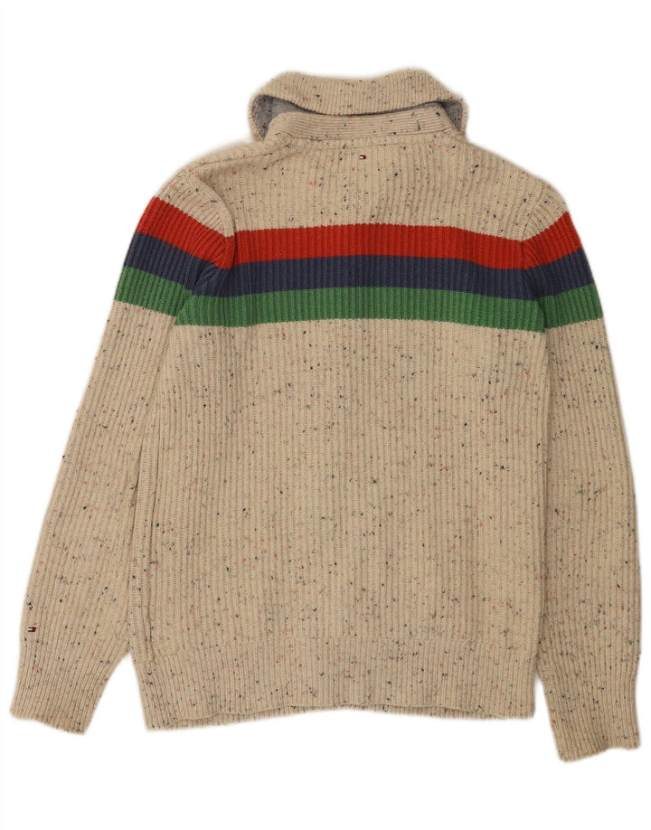 Suéter cardigã masculino TOMMY HILFIGER 15-16 anos bege algodão colorblock
