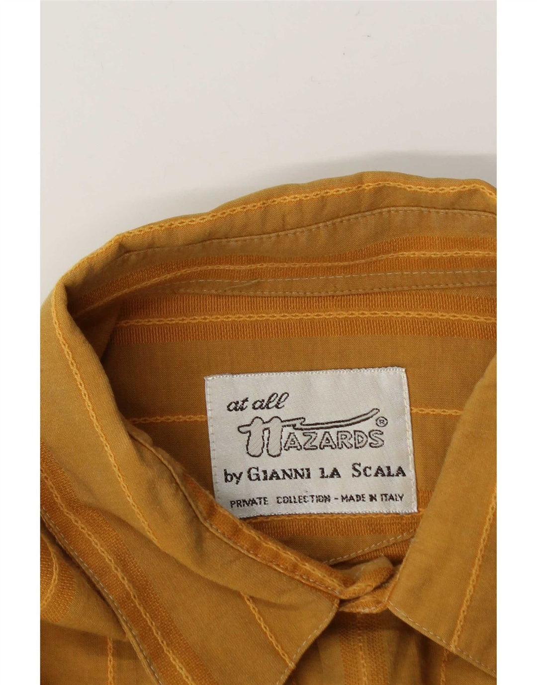 Camisa masculina vintage grande risca de giz amarela