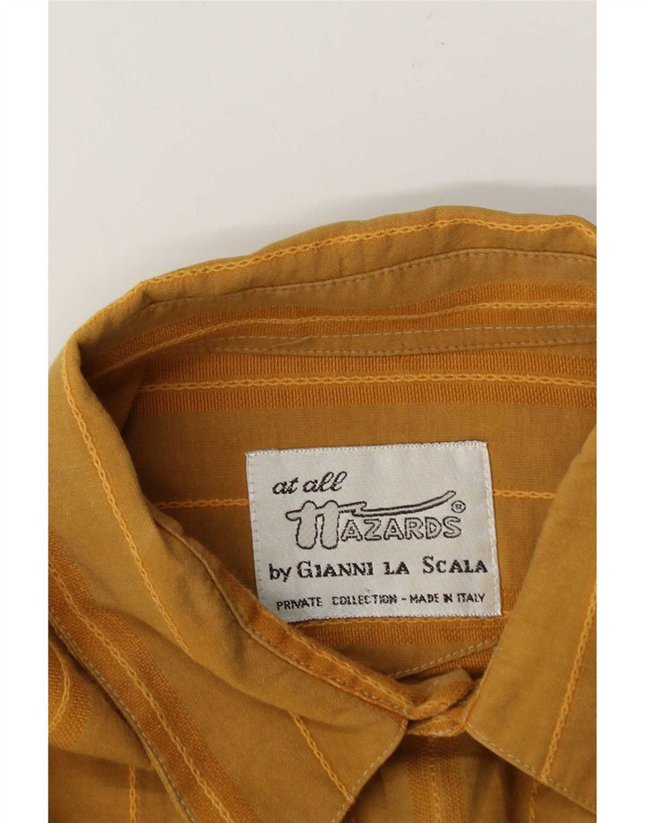 Camisa masculina vintage grande risca de giz amarela
