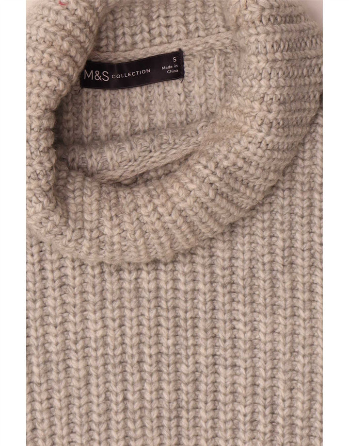 Regata feminina Marks & Spencer com gola redonda e colete UK 10 poliéster cinza pequeno