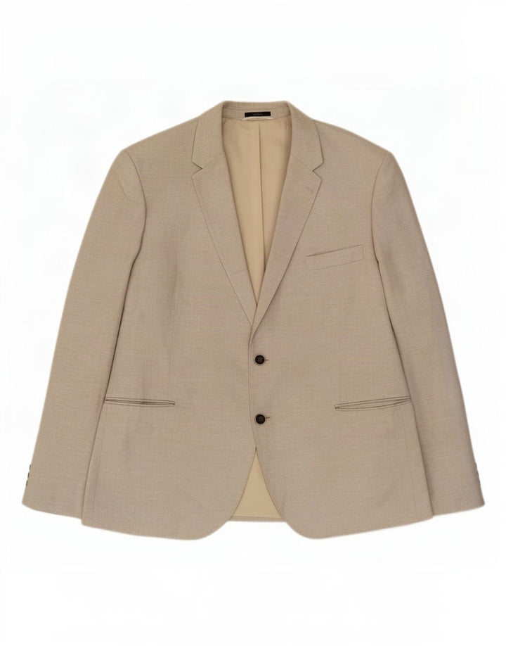 Jaqueta blazer masculina de 2 botões Marks & Spencer Reino Unido 48 2XL linho bege