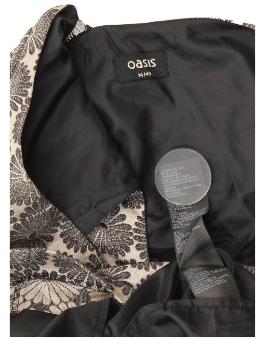 Vestido feminino Oasis A-Line UK 14 médio azul marinho floral algodão