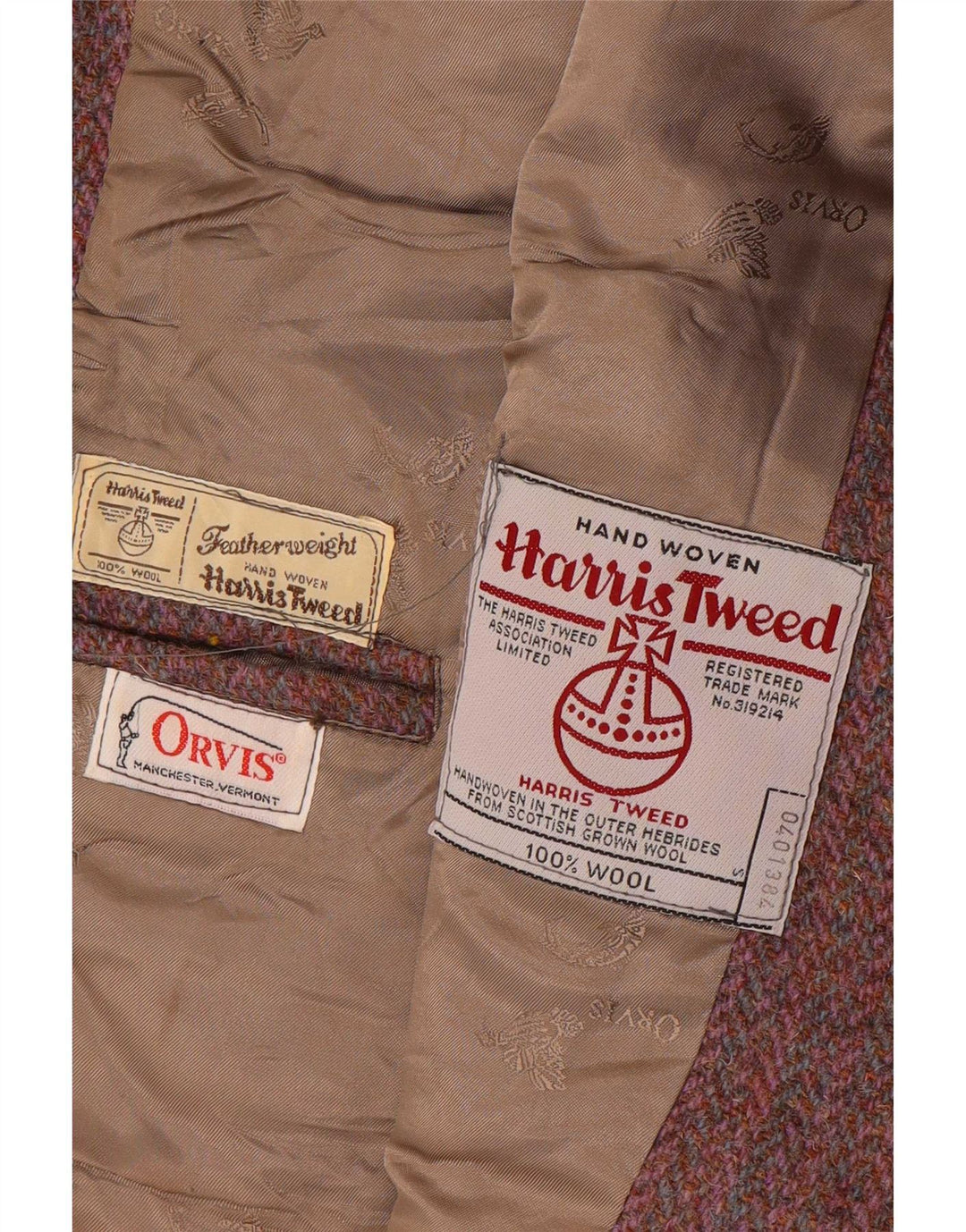 Orvis Jaqueta feminina Harris Tweed Blazer Reino Unido 12 espinha de peixe vermelha média