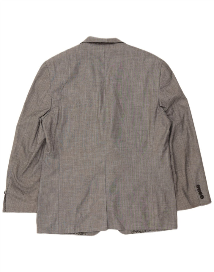 Jaqueta blazer masculina Chaps com 2 botões Reino Unido 40 grande cinza Chevron poliéster