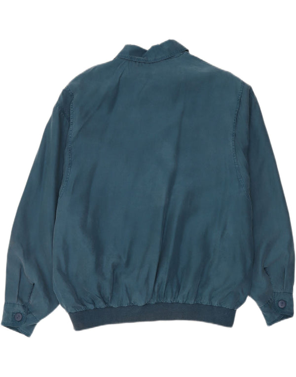 Jaqueta bomber masculina vintage de ajuste solto IT 48 seda azul média