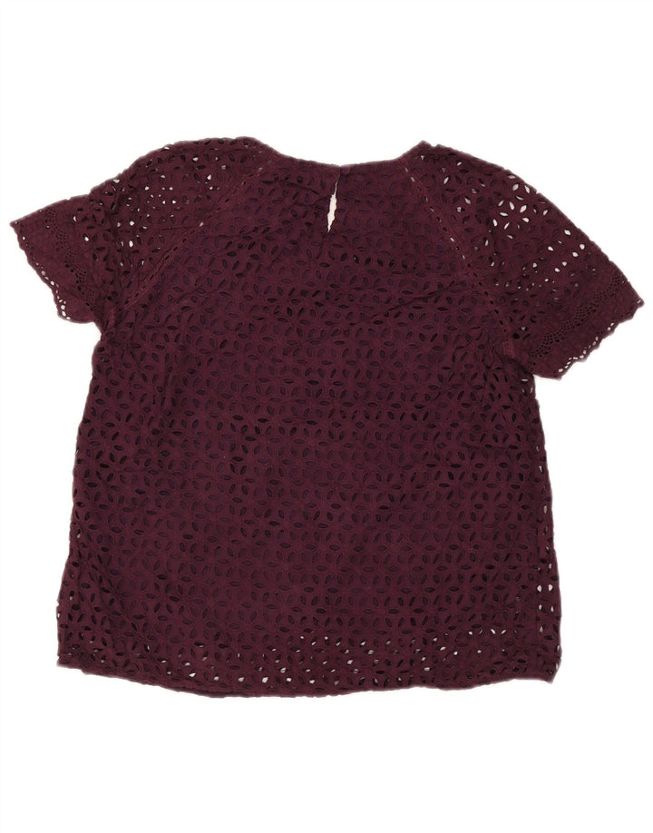 J. CREW blusa feminina top US 8 algodão floral roxo médio