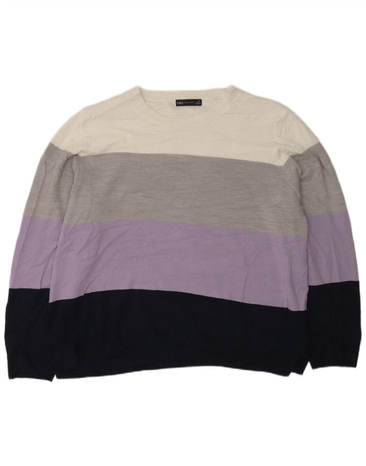 Suéter feminino Marks & Spencer com gola redonda Reino Unido 22 2XL multicolorido