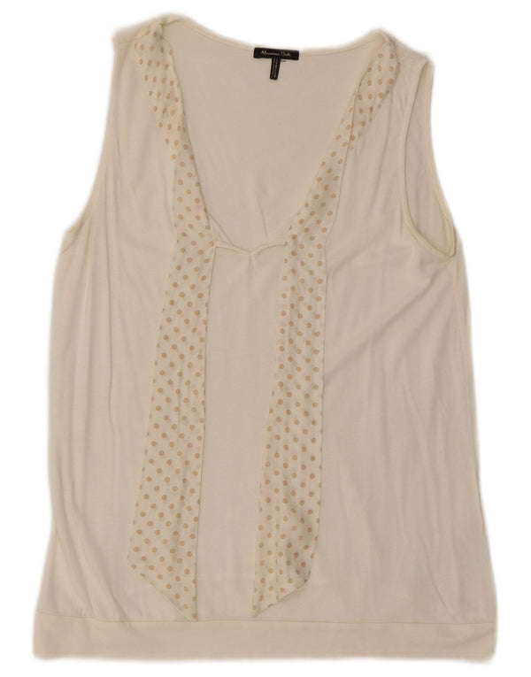 Massimo Dutti Womens Sleeveless Blouse Top UK 12 Medium White Polka Dot