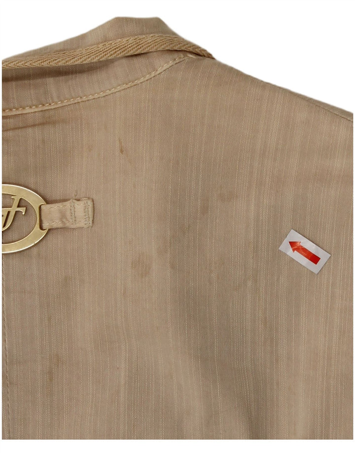 Trussardi Jaqueta blazer feminina com 2 botões IT 46 grande algodão bege