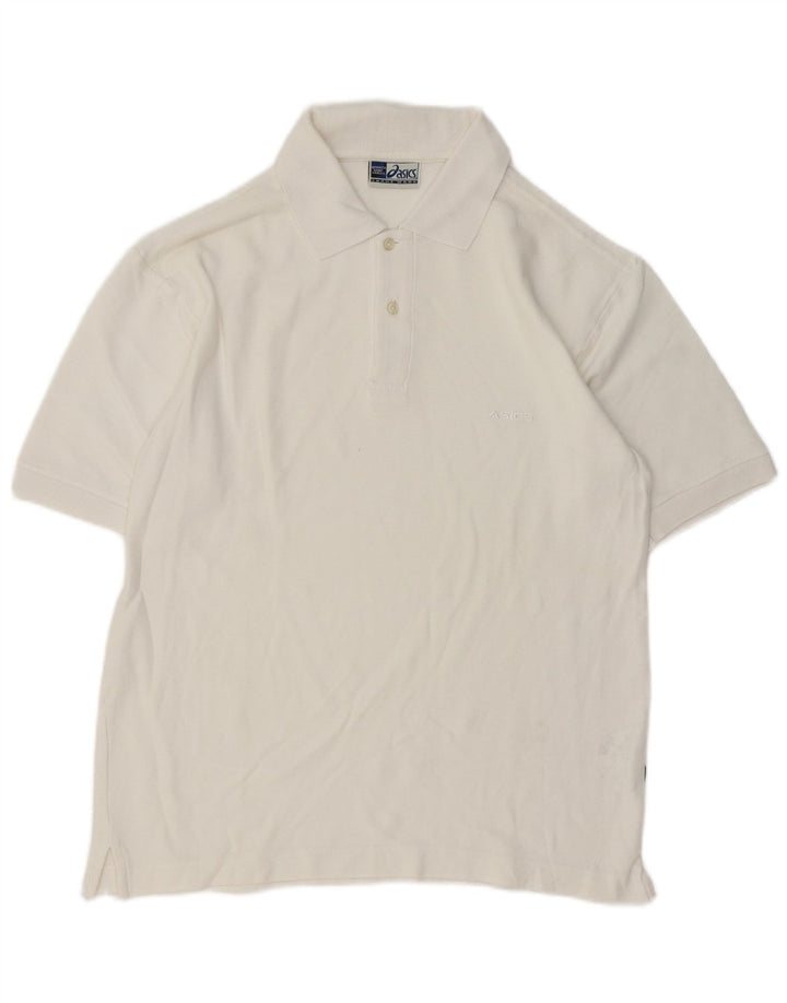 Camisa polo masculina Asics pequena algodão branco