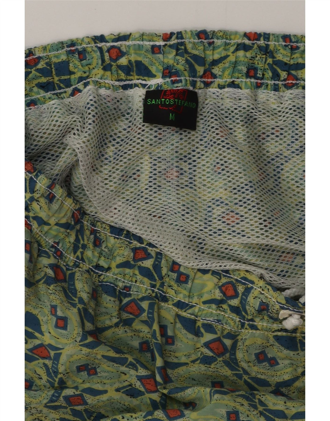 SANTO STEFANO Calção de banho masculino poliamida geométrica verde médio