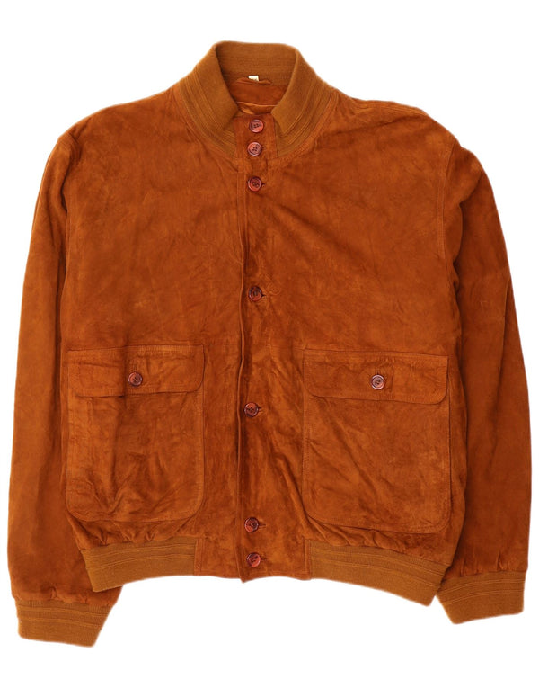 Jaqueta bomber masculina vintage de camurça IT 56 3XL couro marrom