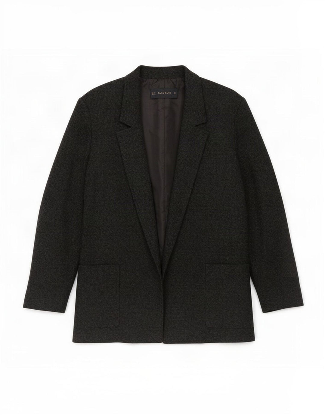 Jaqueta Zara Womens Open Blazer Reino Unido 14 Grande Preto