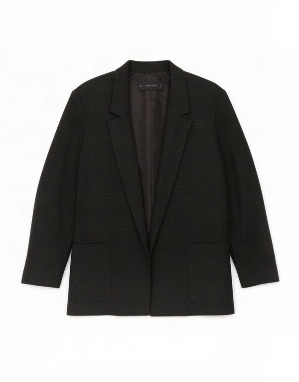Jaqueta Zara Womens Open Blazer Reino Unido 14 Grande Preto
