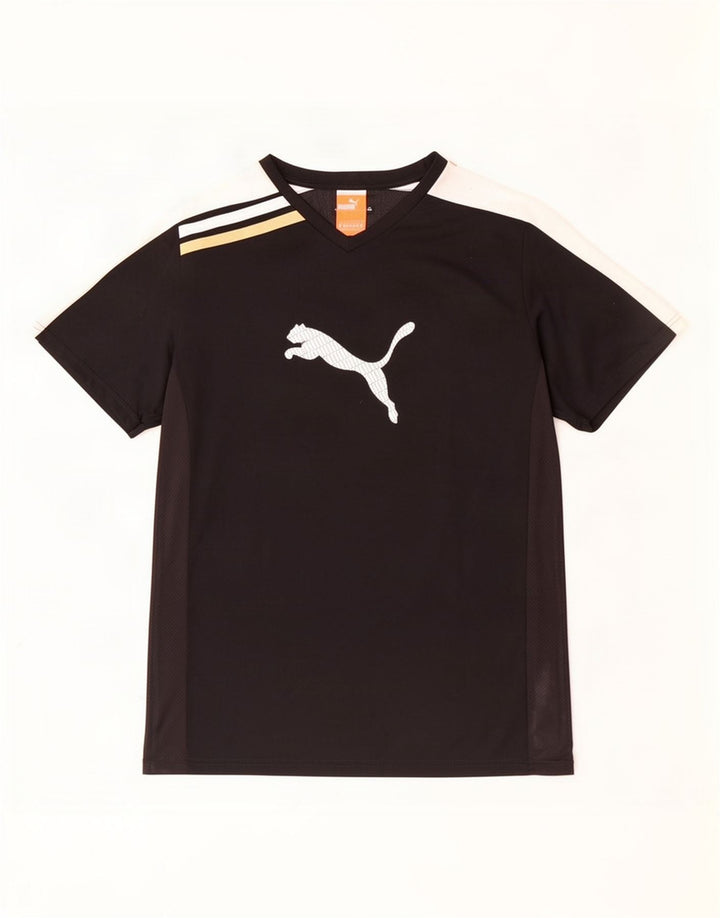 Puma Mens Graphic T-Shirt Top Grande Preto Colorblock Poliéster