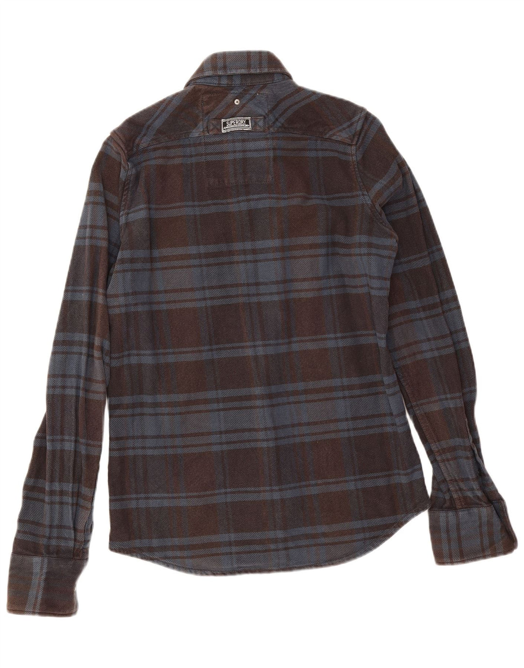 Camisa masculina de flanela Superdry, algodão xadrez marrom médio