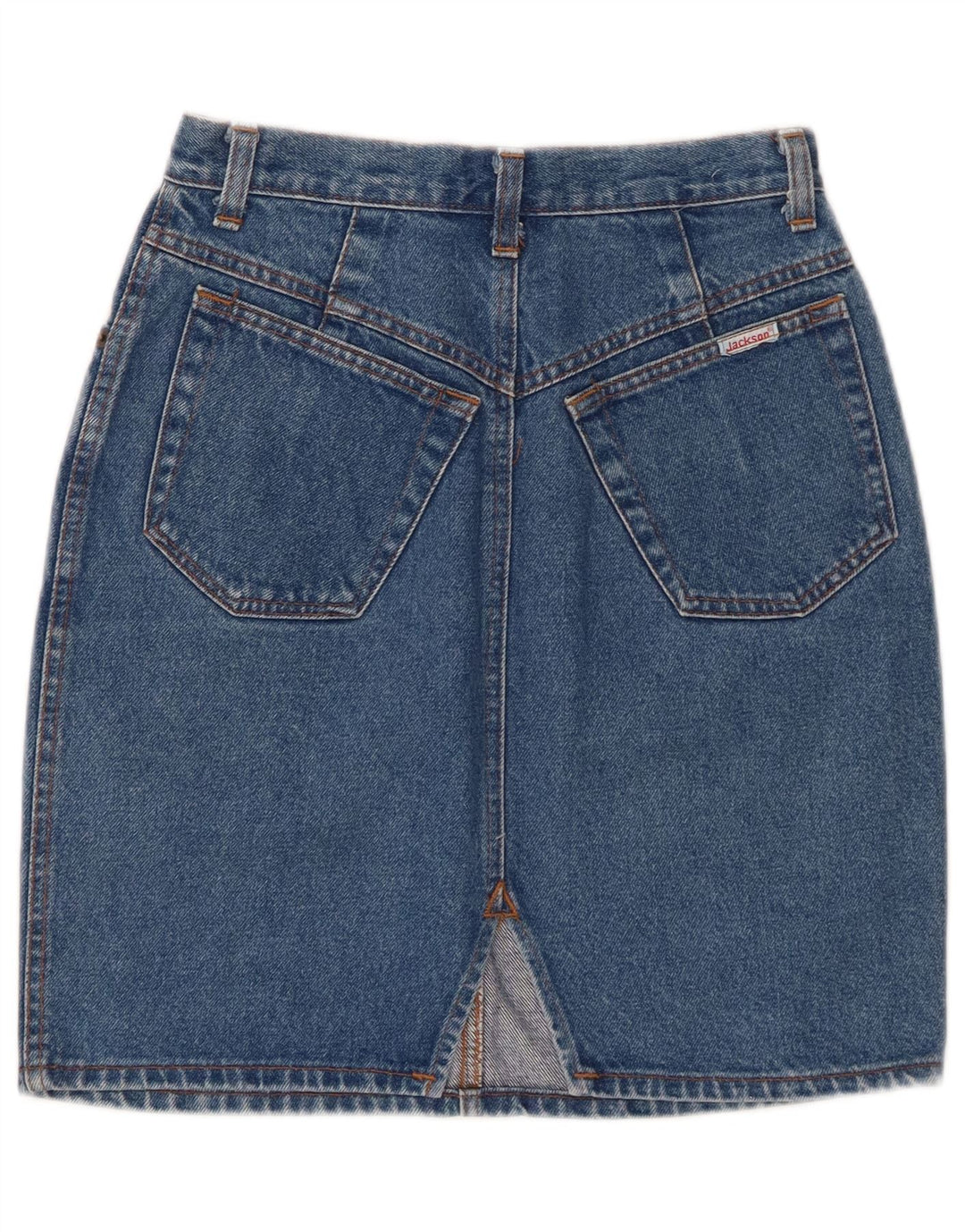 Saia jeans feminina VINTAGE de cintura alta IT 44 médio W24 azul