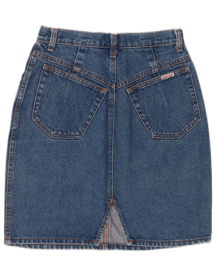 Saia jeans feminina VINTAGE de cintura alta IT 44 médio W24 azul