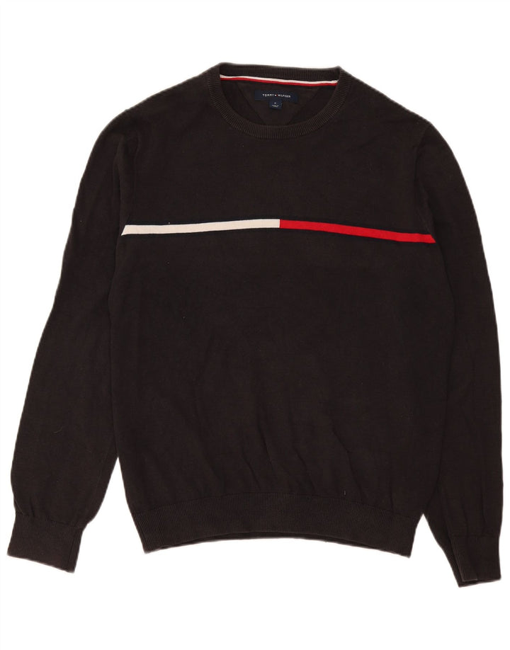 Tommy Hilfiger Suéter masculino com gola redonda e algodão cinza médio