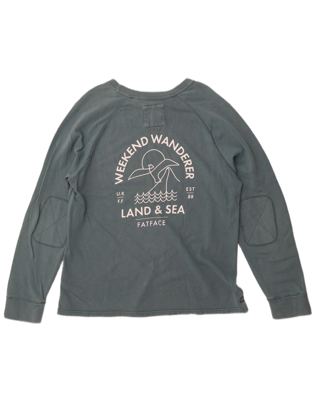 Fat Face Mens Gráfico Moletom Jumper Grande Algodão Verde