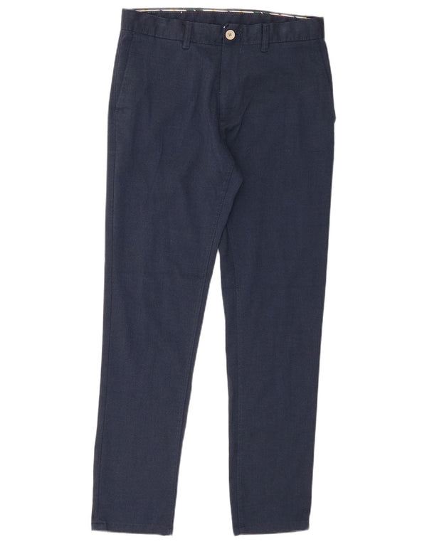 Zara Mens Slim Chino Calças EU 38 Pequeno W30 L29 Azul Marinho Poliéster