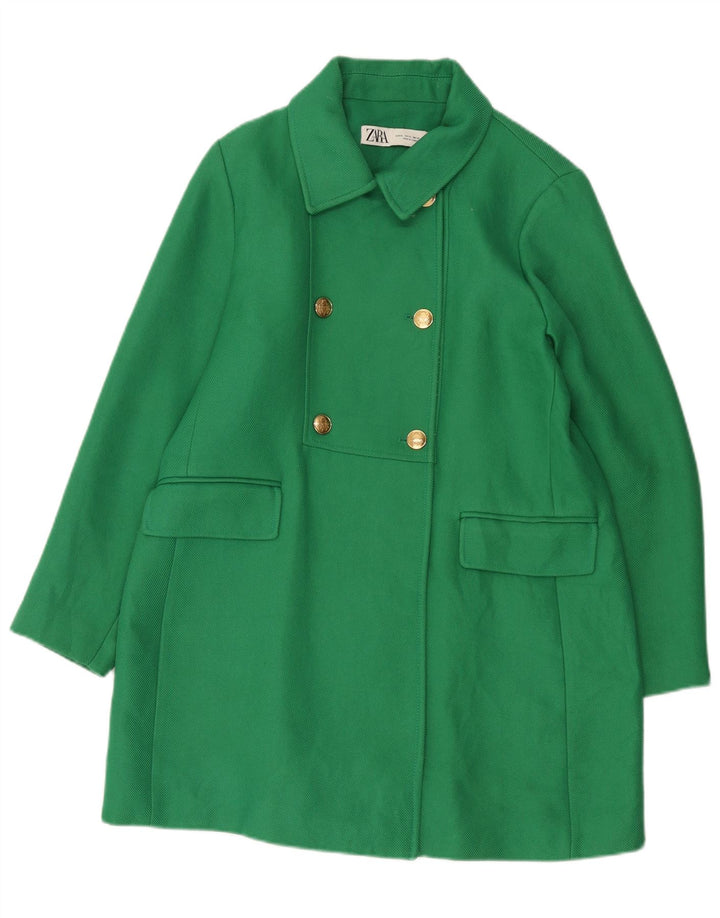Casaco feminino Zara com peito duplo UK 18 XL verde poliéster
