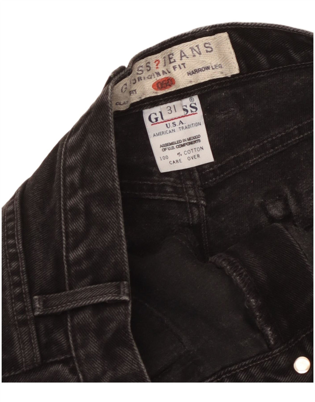Guess Jeans Cônicos Femininos W31 L30 Algodão Preto