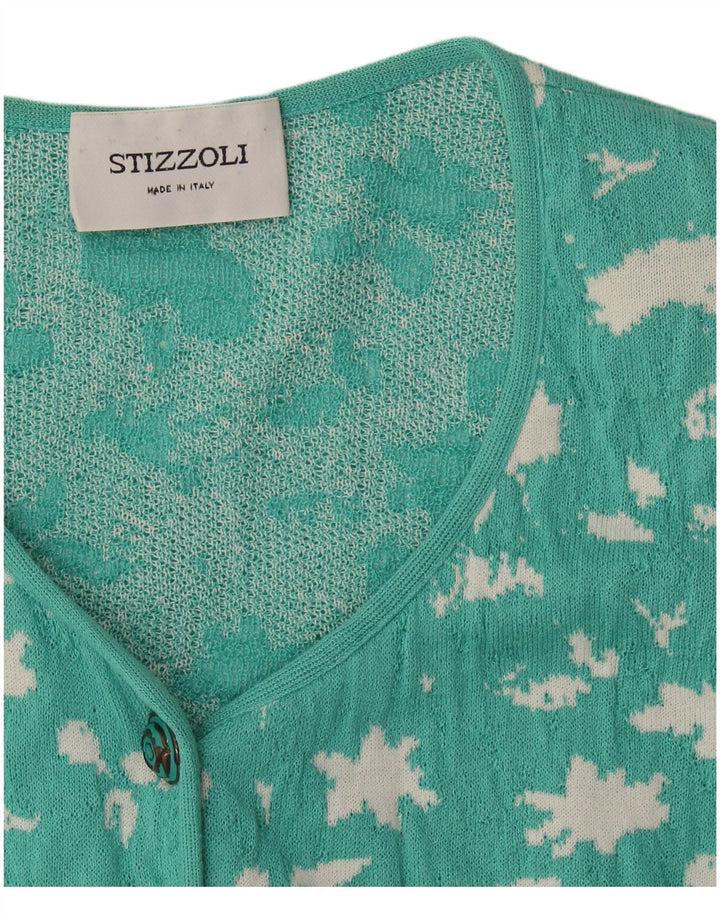 Suéter cardigã feminino STIZZOLI com padrão abstrato Reino Unido 16 grande verde